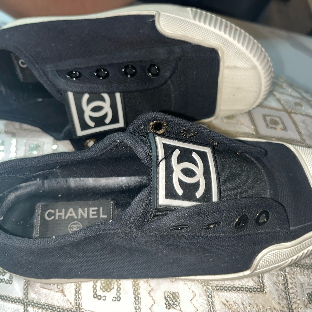 Chanel Black Canvas Sneakers - Picture 2 of 6